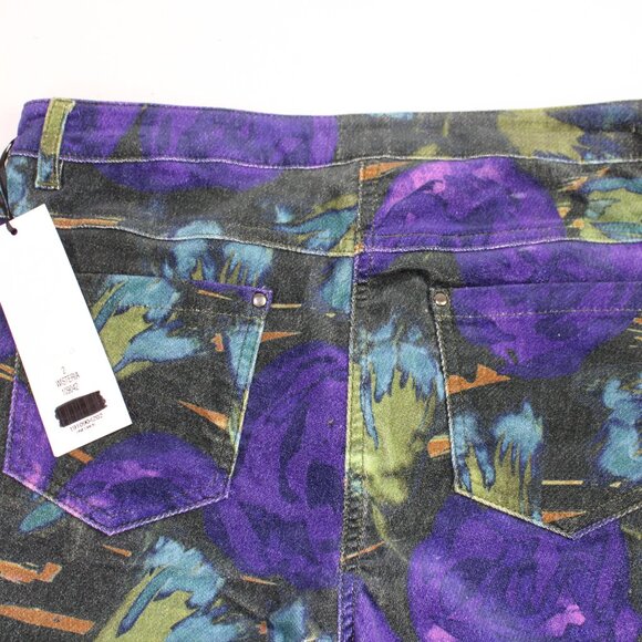 Carlisle Collection Wisteria Abstract Multi Blue Purple Jean Style Pants, Size 2 - Picture 5 of 9